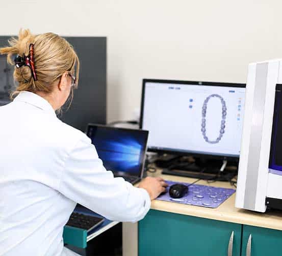 Dental digital scan in progress at a dental clinic.